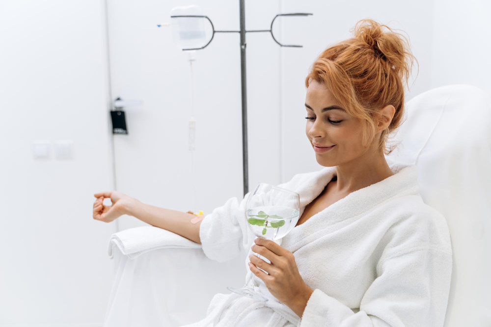 woman getting an iv treament